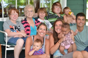 Nana and her grandkids and great grandkids.